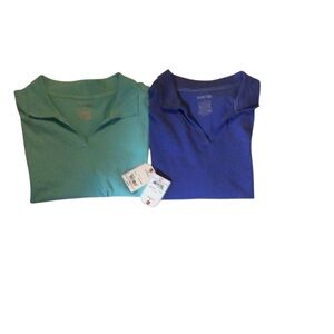 St John’s Bay Bundle Women’s Blue and Aqua Zest Polo Shirts Size 1X  NWT